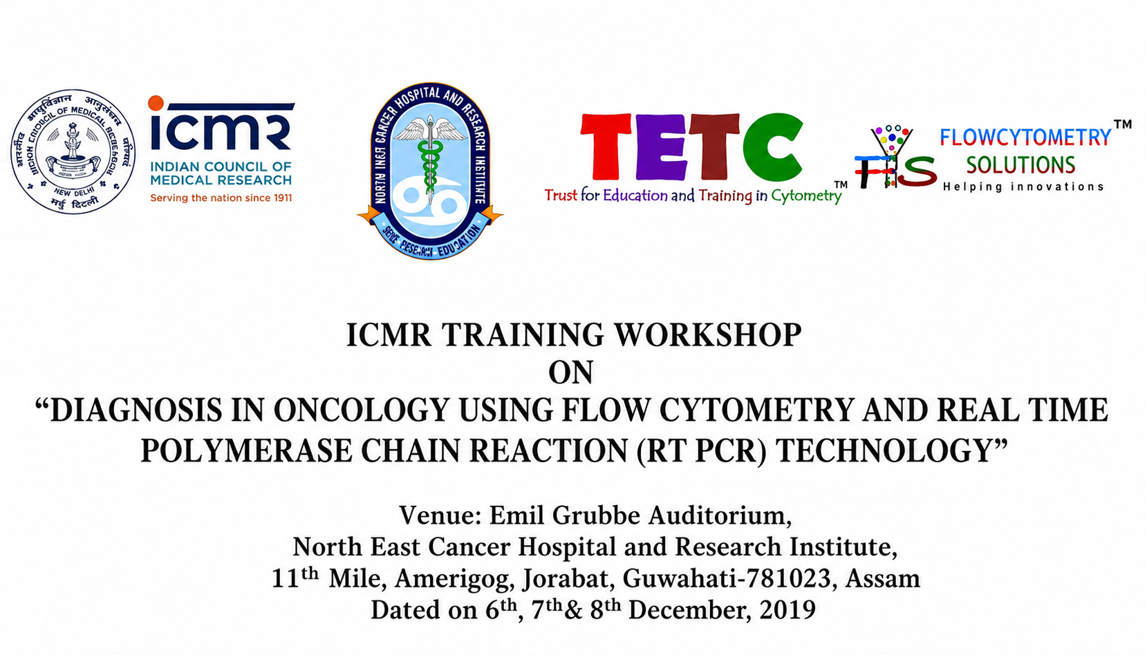 ICMR Training Workshop on Diagnosis in Oncology Using Flow Cytometry & Real-Time PCR Technology — 6–8 December 2019