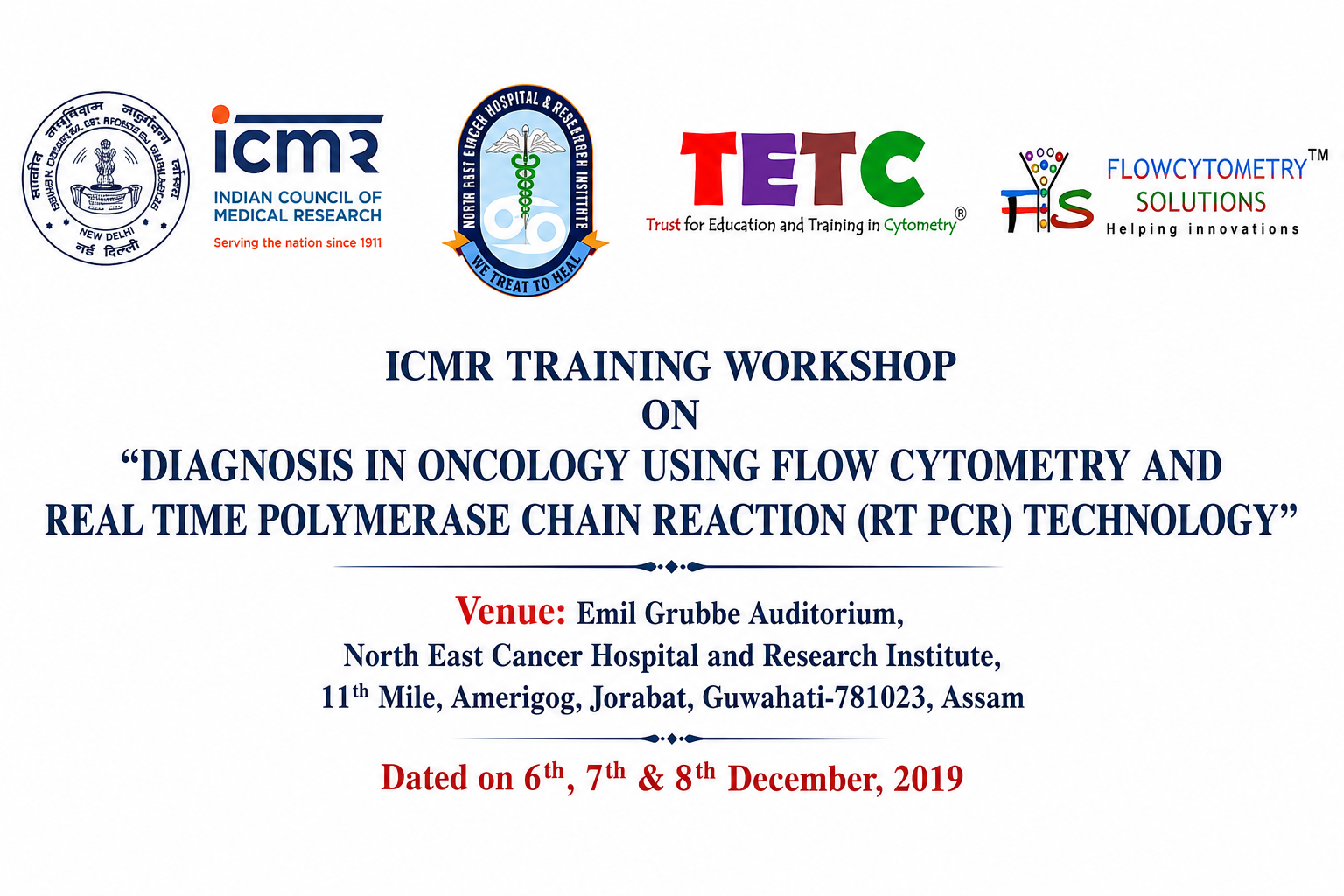 ICMR Training Workshop on Diagnosis in Oncology Using Flow Cytometry & Real-Time PCR Technology — 6th–8th December 2019