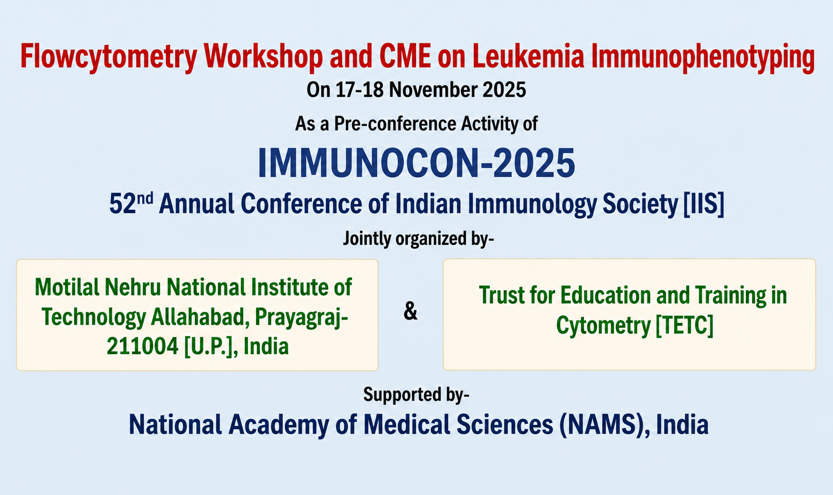 “Flow Cytometry Workshop and CME on Leukemia Immunophenotyping”, 17–18 November 2025