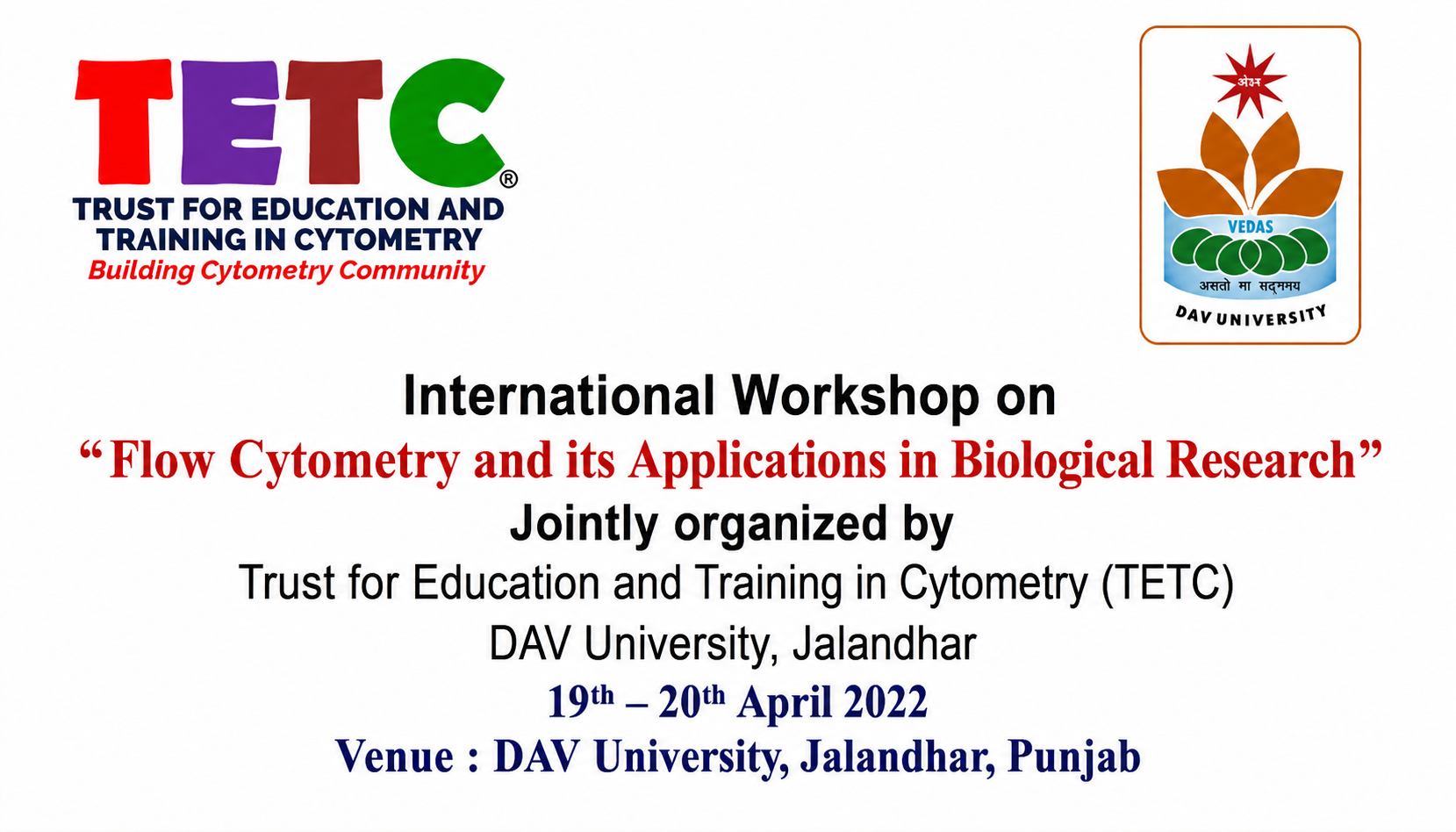International Workshop on “Flow Cytometry and Its Applications in Biological Research”, 19–20 April 2022