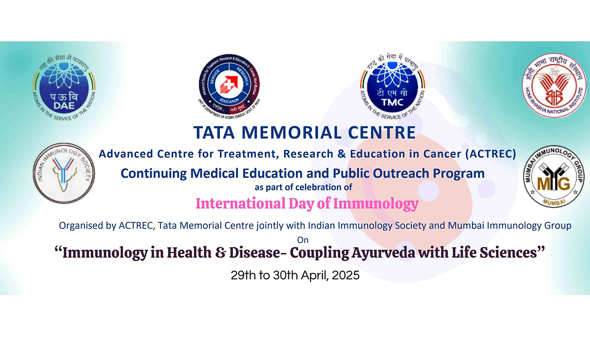 “Continuing Medical Education and Public Outreach Program International Day of Immunology”, 29th–30th April 2025